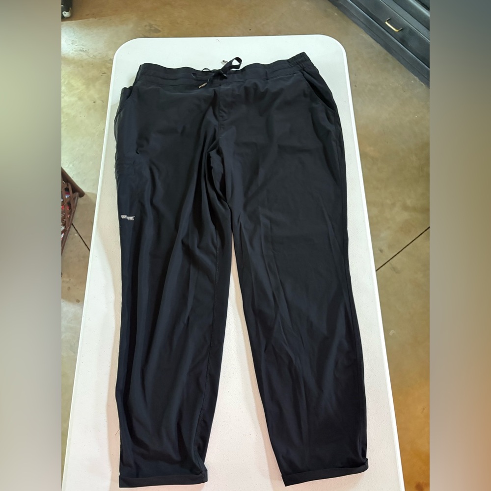 Grey's Anatomy Black Scrub Ankle Pants Elastic Waistband Rolled Cuff